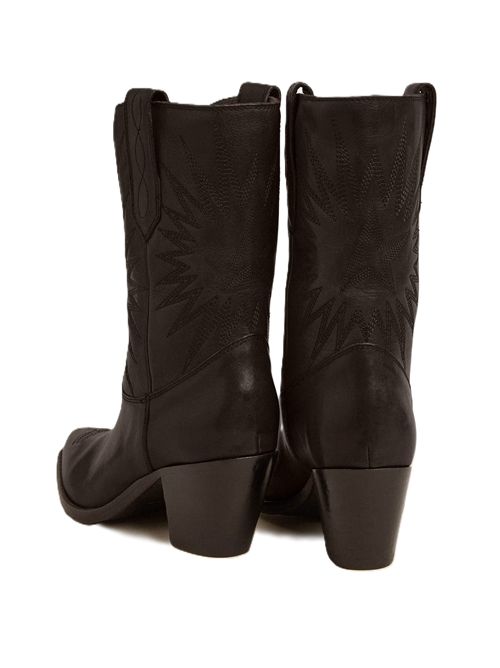 Stivali Wish Star '70 bassi in pelle nera con stella a intarsio ton sur ton Golden Goose | GWF00780.F006290.90100BLACK